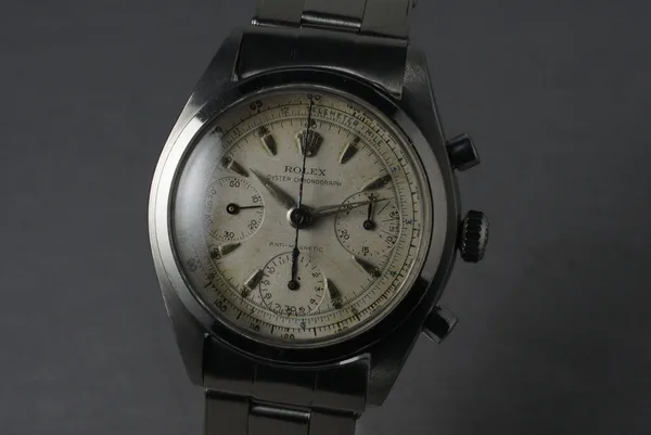 Rolex Chronograph Ref. 6034, three-quarter view, source example 1