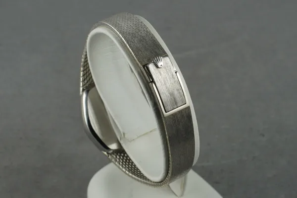 Rolex Cellini · white gold bracelet watch, caseback detail, source example 1