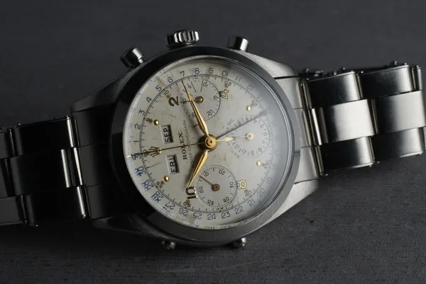 Rolex Steel Datocompax Triple-Date Chrono “Jean-Claude Killy” Ref. 6236, three-quarter view, source example 1